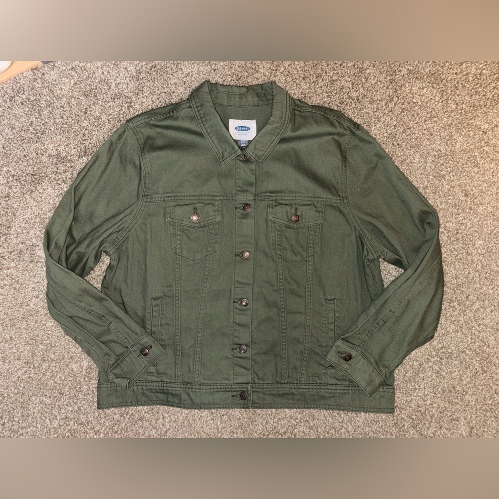 Old Navy Olive Green Women’s Denim Jacket Sz XXL